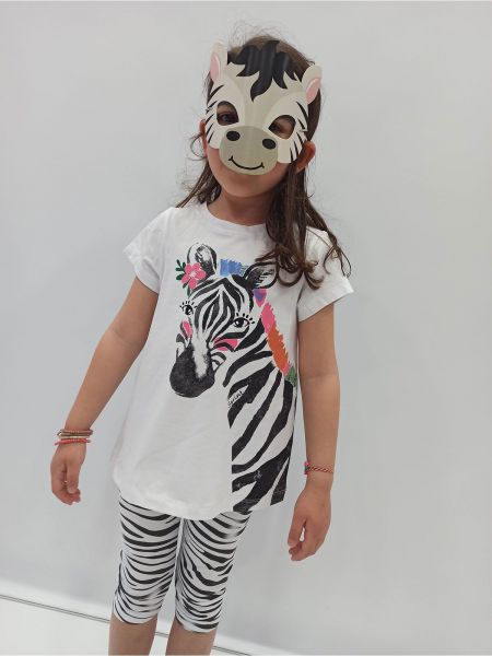 Παιδικό σετ για κορίτσι ελληνικής ραφής ζέβρα λευκό