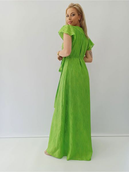 Φόρεμα κρουαζέ με δέσιμο στο πλάι και άνοιγμα ελληνικής ραφής λαχανί