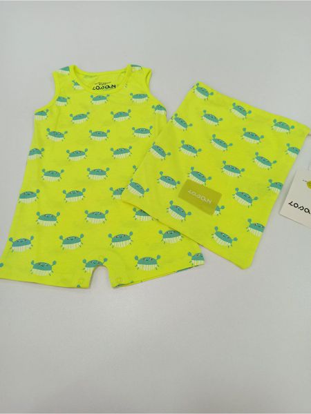 Φορμάκι σορτς με σχέδιο καβούρακια και θήκη κίτρινο