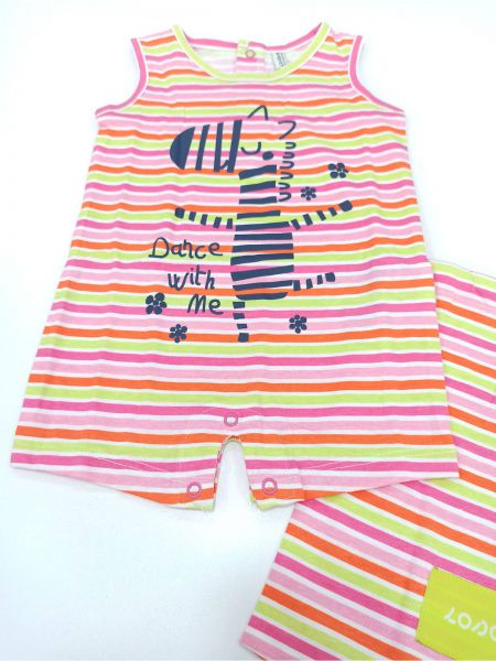 Φορμάκι σορτς με ρίγες και τύπωμα ζέβρα και θήκη φούξια