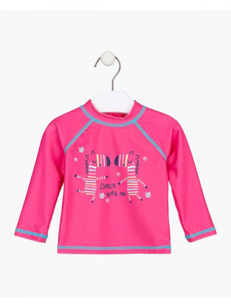 Μπλούζα μαγιώ ζέβρα με SPF 40+ φούξια