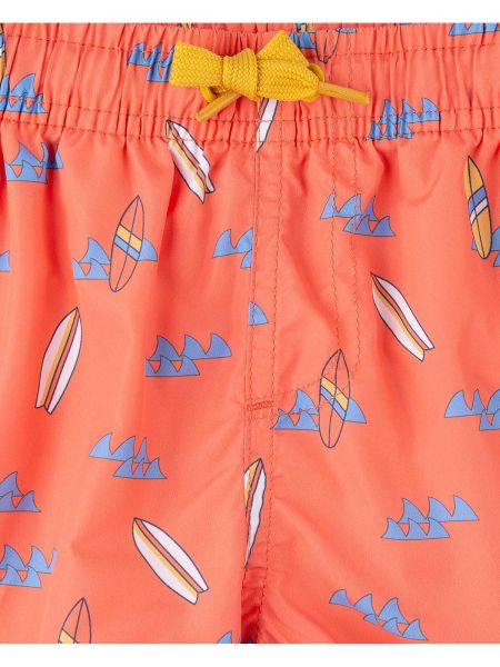 Μαγιό βερμούδα με print surfing και τσέπες κοραλί