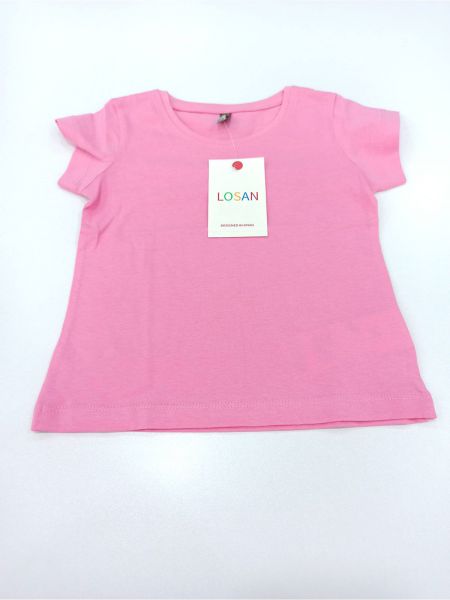 Μπλούζα κοντομάνικι μονόχρωμη ροζ