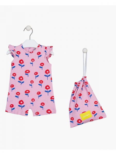 Φορμάκι σορτς με floral print και θήκη  ροζ