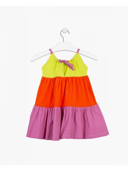 Φόρεμα τιράντα σε άλφα γραμμή τρίχρωμο κίτρινο