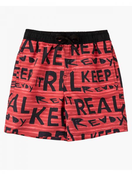 Μαγιό βερμούδα με σχέδιο γράμματα και κορδόνι κόκκινο