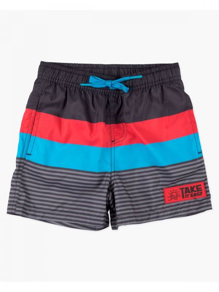 Μαγιό βερμούδα ριγέ με τσέπες μαύρο