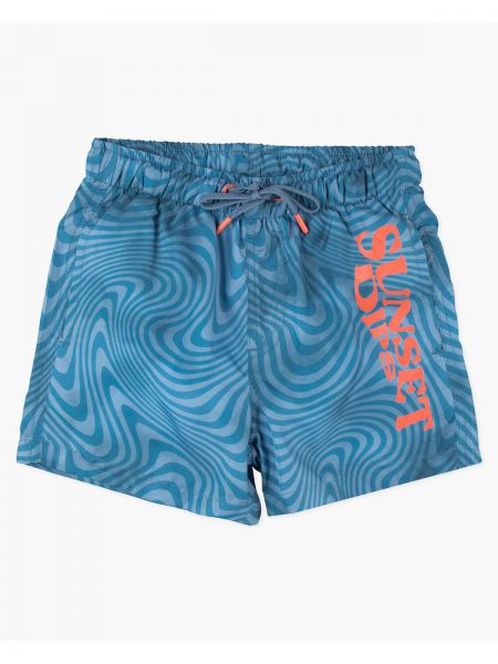 Μαγιό βερμούδα με κορδόνι και σχέδιο illusion μπλε