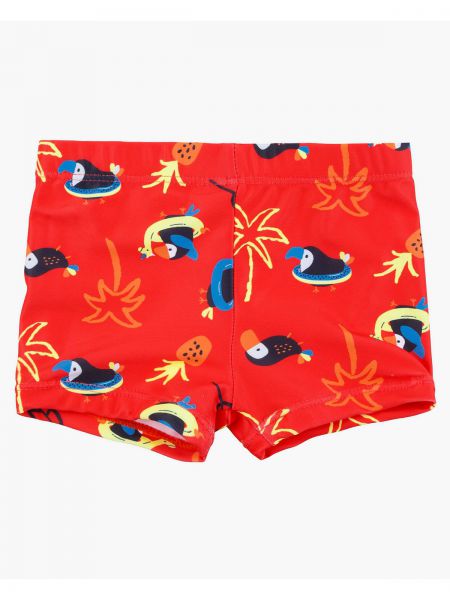 Μαγιό σορτς εμπριμέ με σχέδιο swimming birds κόκκινο