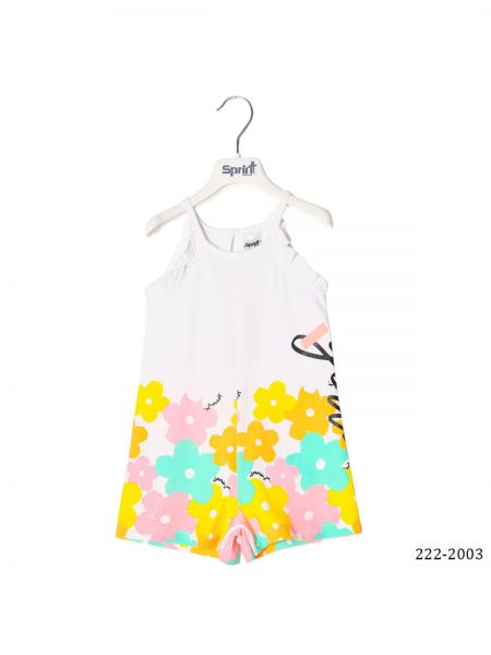 Φόρμα όλόσωμη σορτς φλοράλ με γκλίτερ ελληνικής ραφής κίτρινο