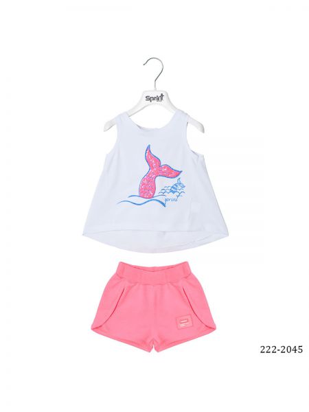 Σετ μπλούζα mermaid με σορτς ελληνικής ραφής φούξια