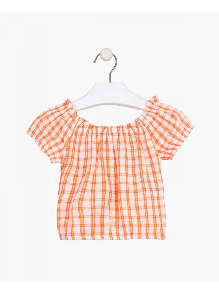 Μπουστάκι καρώ με λάστιχο  πορτοκαλί