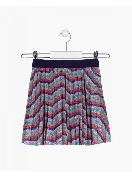 Φούστα εμπριμέ με γκλίτερ και λάστιχο στη μέση φούξια