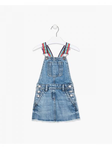 Σαλοπέτα τζιν με τσέπες και ξέφτια στο τελείωμα γαλάζιο