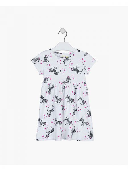 Φόρεμα εμπριμέ με print ζέβρα λευκό