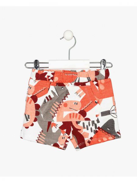 Σορτς βρεφικό με print dinosaurs και τσέπες κοραλί