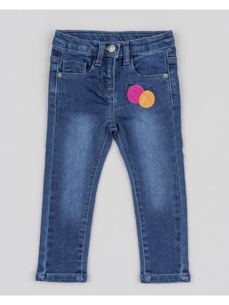 Παντελόνι τζιν ίσιο ελαστικό με πλεκτές λεπτομέρειες oranges μπλε