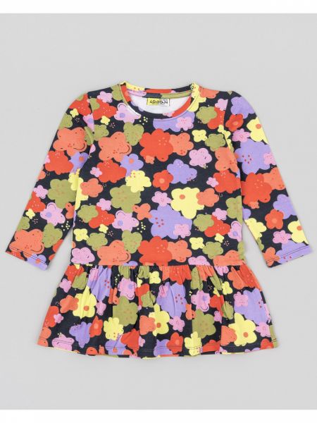 Φόρεμα φλοράλ με φούστα με βολάν  πορτοκαλί