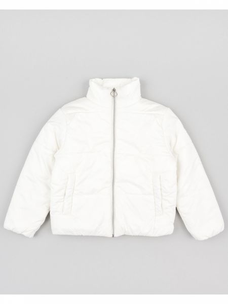 Μπουφάν cropped padded μονόχρωμο με τσέπες  λευκό