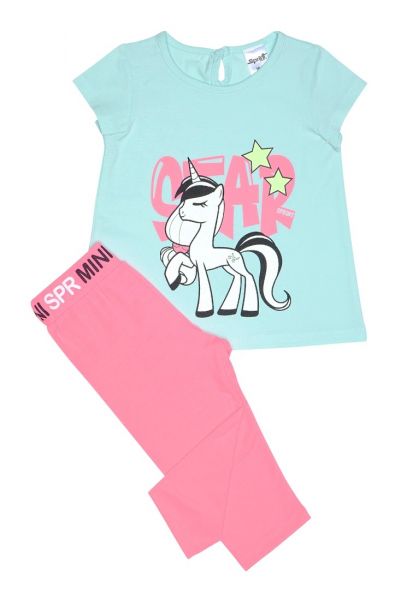 Σετ βαμβακερό με κάπρι κολάν και print unicorn ελληνικής ραφής βεραμάν