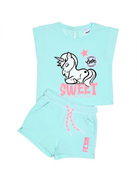 Σετ βαμβακερό με φωτάκι και print unicorn ελληνικής ραφής βεραμάν