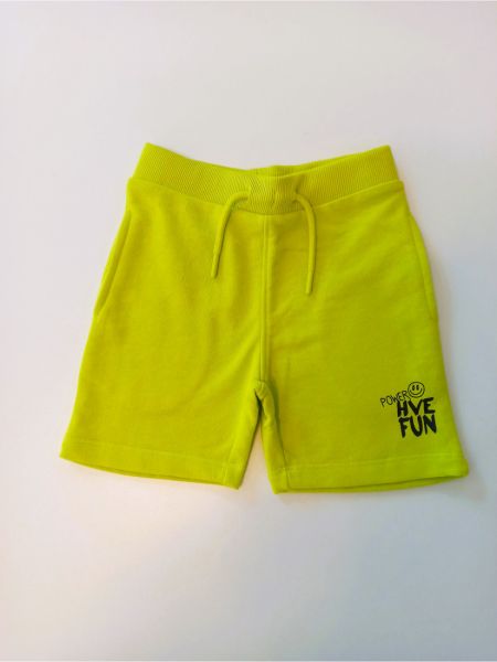 Βερμούδα βαμβακερή μονόχρωμη με λάστιχο στη μέση και τσέπες λάιμ