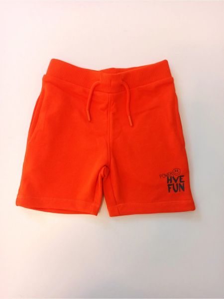 Βερμούδα βαμβακερή μονόχρωμη με λάστιχο στη μέση και τσέπες πορτοκαλί