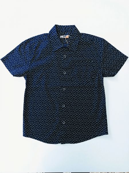 Πουκάμισο βαμβακερό με print πτι φλοράλ και τσέπη μπλε