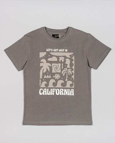 Μπλούζα βαμβακερή με print Let's get lost in California ανθρακί
