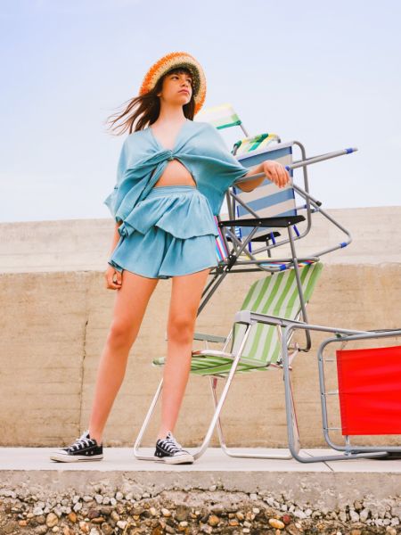 Κροπ τοπ - ζακετάκι με δέσιμο μονόχρωμο  βεραμάν