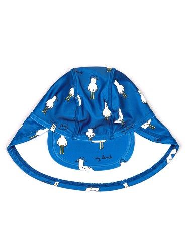 Καπέλο με αντηλιακή προστασία SPF 40+ και print γλάροι μπλε