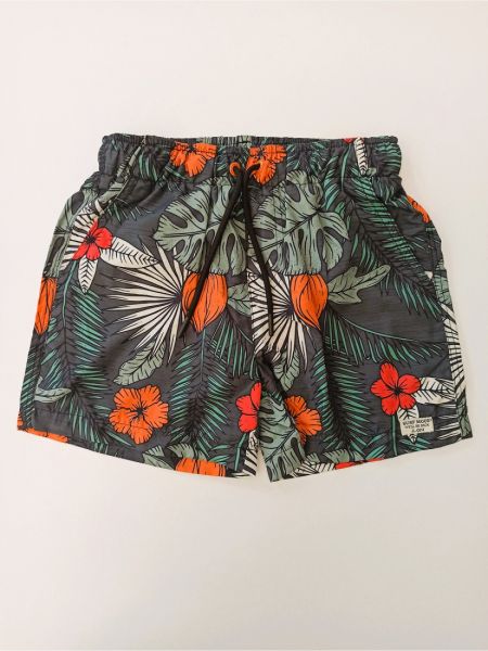 Μαγιώ βερμούδα με tropical print και τσέπες χακί