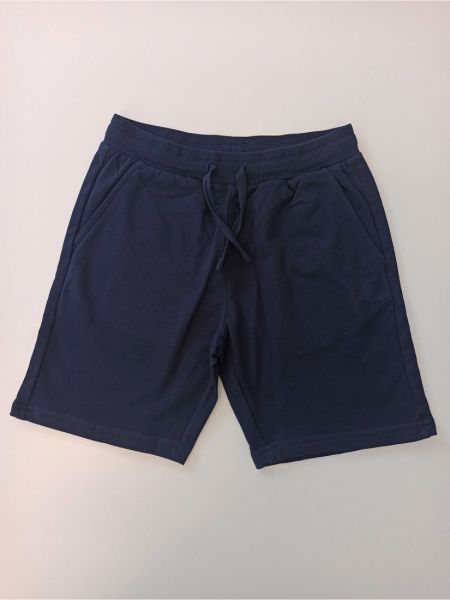 Βερμούδα μονόχρωμη με λάστιχο στη μέση, βαμβακερή και τσέπες μπλε
