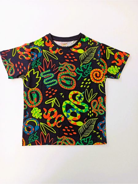 Μπλούζα με print neon snakes λάιμ