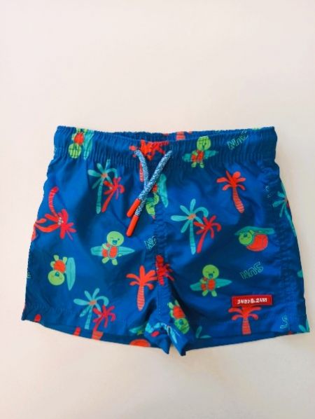 Μαγιό βερμούδα βρεφικό με print χελωνάκια, λάστιχο και κορδόνι μπλε