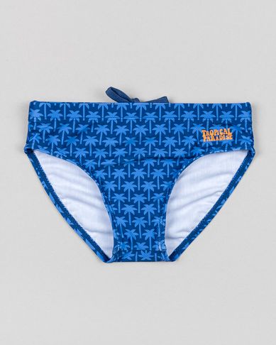 Μαγιό τύπου Speedo με tropical print μπλε