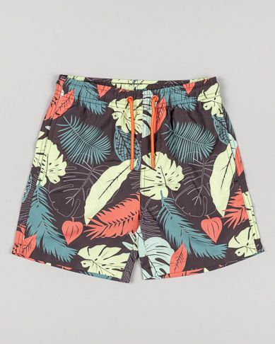 Μαγιό βερμούδα με λάστιχο, κορδόνι και σχέδια χακί