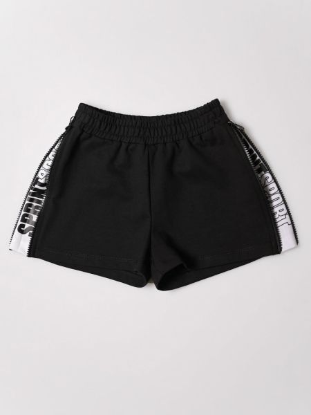Σορτς με λάστιχο και φερμουάρ στο πλάι ελληνικής ραφής μαύρο