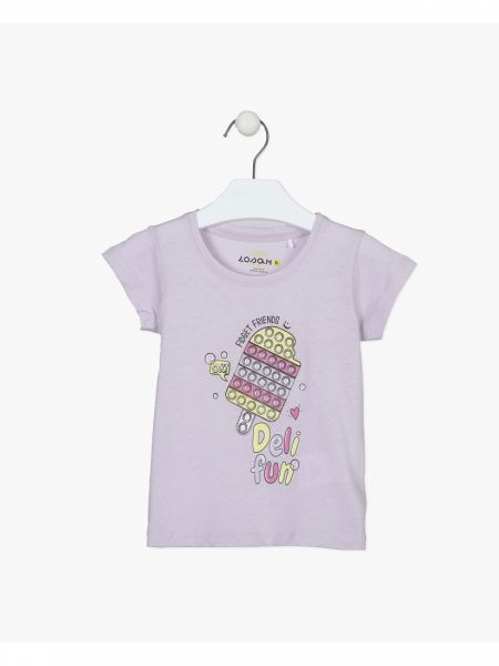 Μπλούζα κοντομάνικη με glitter print pop it! λιλά