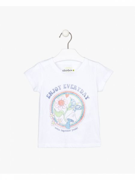 Μπλούζα κοντομάνικη με hippie print λευκό