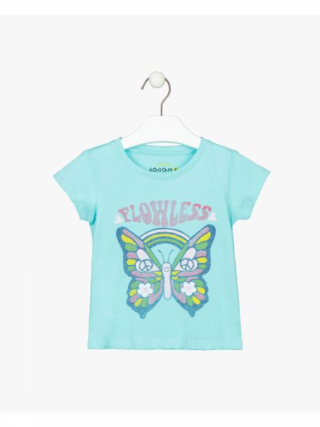 Μπλούζα κοντομάνικη με hippie print βεραμάν