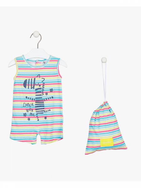 Φορμάκι σορτς με ρίγες και τύπωμα ζέβρα και θήκη γαλάζιο