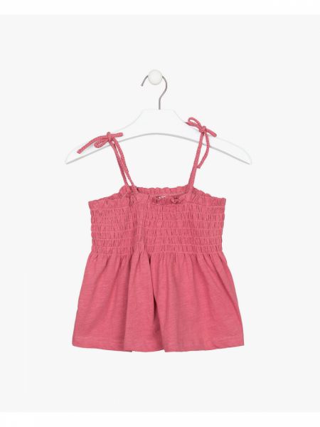 Τοπ μονόχρωμο βαμβακερό με πλέξιμο στις τιράντες και λάστιχο εκάι