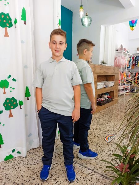 Παντελόνι μονόχρωμο καλοκαιρινό με τσέπες και ζώνη  μπλε