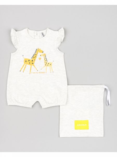 Φορμάκι ολόσωμο με print 'I love my mummy' και θήκη γκρι