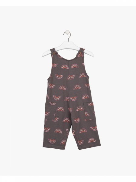 Φόρμα ολόσωμη βαμβακερή με τσέπες και print rainbow ανθρακί