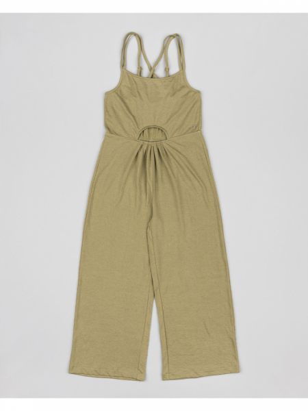 Φόρμα ολόσωμη με τιράντες και άνοιγμα μπροστά χακί