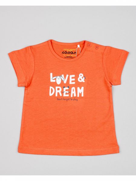 Μπλούζα βαμβακερή κοντομάνικη με διάφορα print πορτοκαλί