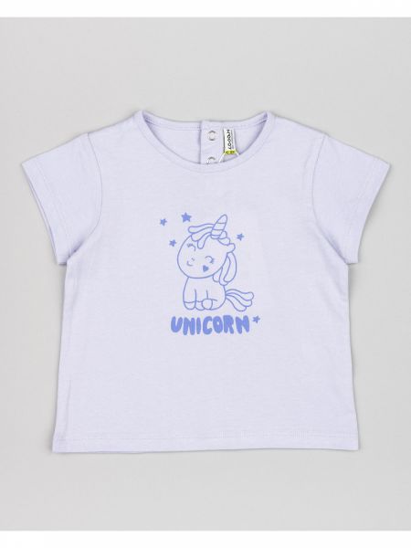 Μπλούζα βαμβακερή κοντομάνικη με διάφορα print λιλά