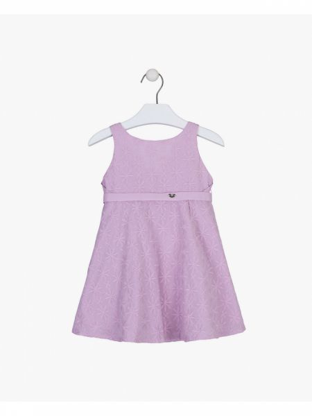 Φόρεμα  φλοράλ με κεντημένα λουλούδια και ζώνη  λιλά